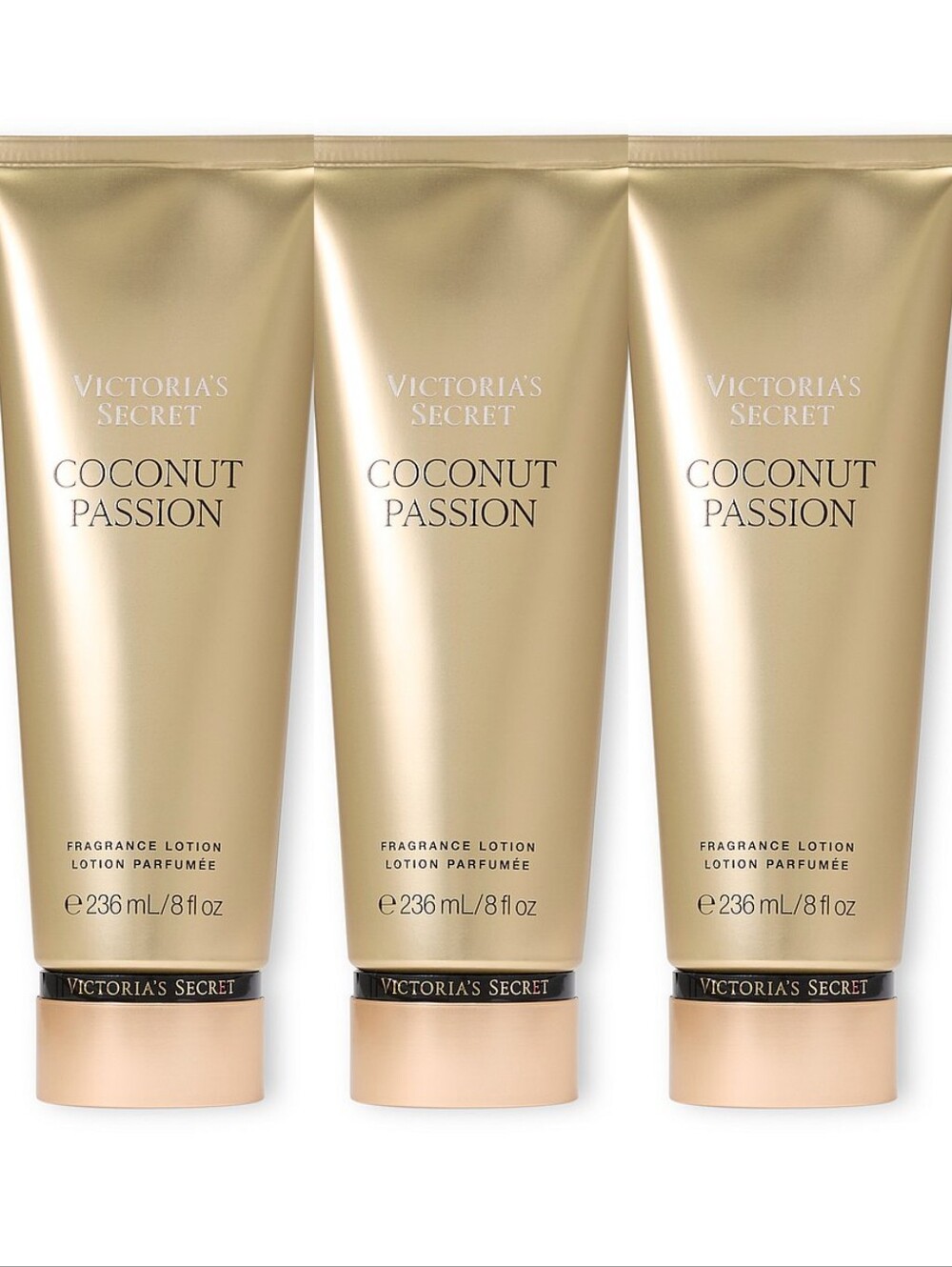 Victoria's Secret Coconut Passion Fragrance Body Lotion Set of 3 NEW